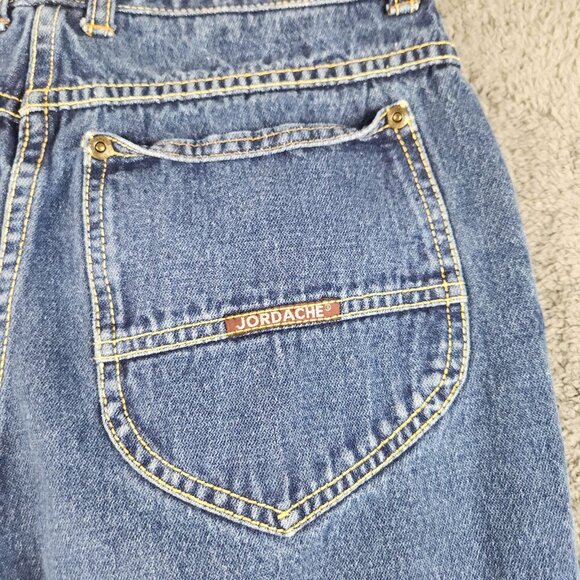 VTG 80s Jordache Women's *Size 2/3 Blue Denim Pleated High Waist Paper Bag Jeans - Picture 8 of 10